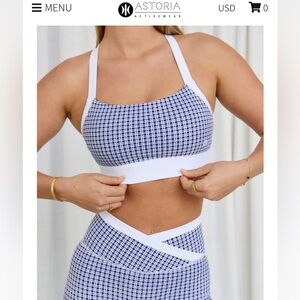 Astoria Activewear Luxe Balance Signature Sports Crop - Blue Lattice